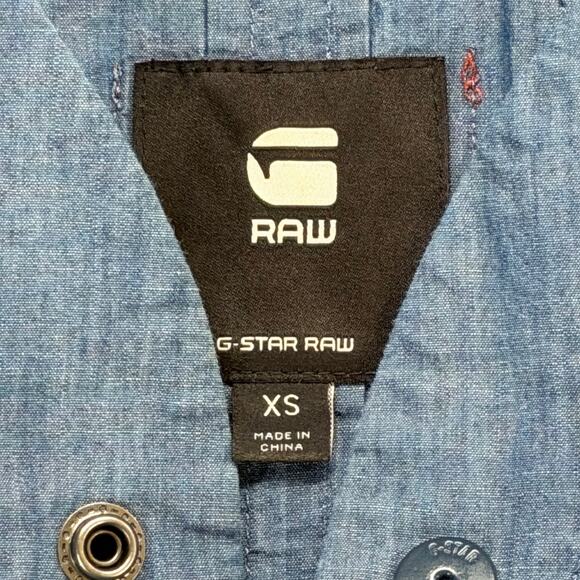 G Star Raw Baseball Scoop Hem Dress Womens XS Dark Blue Denim Chambray Relaxed - Picture 11 of 16